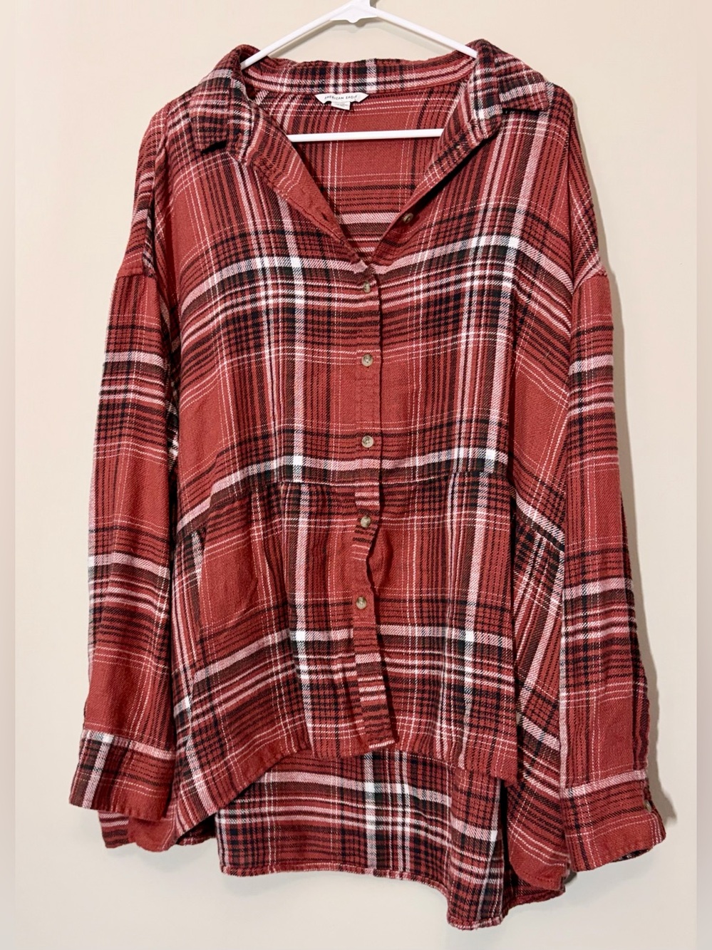 American Eagle Oversized Plaid Button Down Shirt Women’s Medium